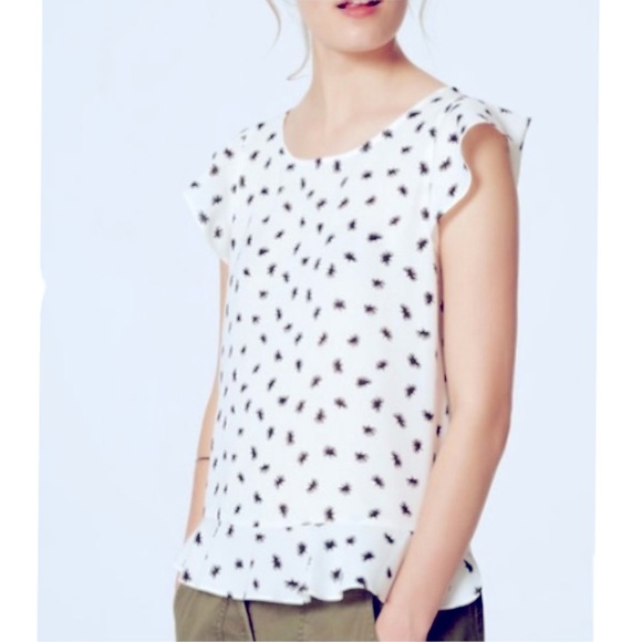 LOFT Brushdot Peplum Shell Blouse Small - Picture 2 of 7